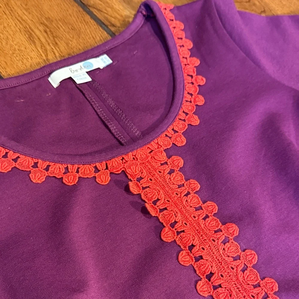 Boden Plum Mini Dress with Red Trim - Picture 3 of 7